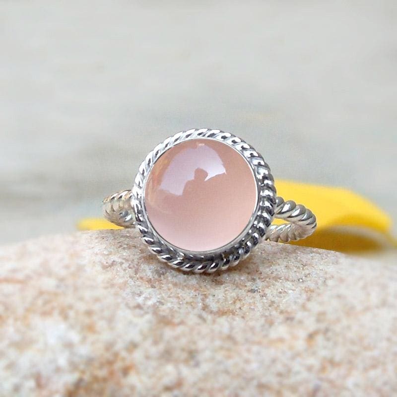 Rose Quartz Ring, Pink Solitaire Ring, Natural Rose Quartz Ring, Pink –  Adina Stone Jewelry