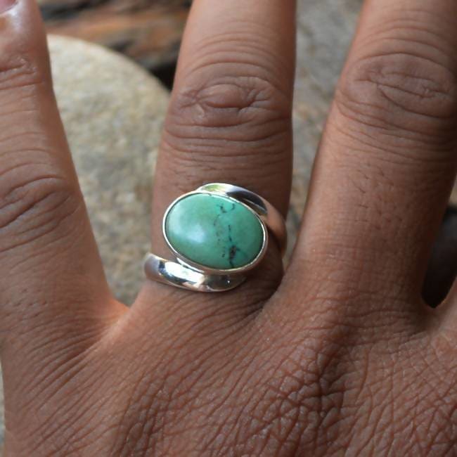 Bling Jewelry Big Oval Turquoise Western Style Ring Sterling Silver -  Walmart.com