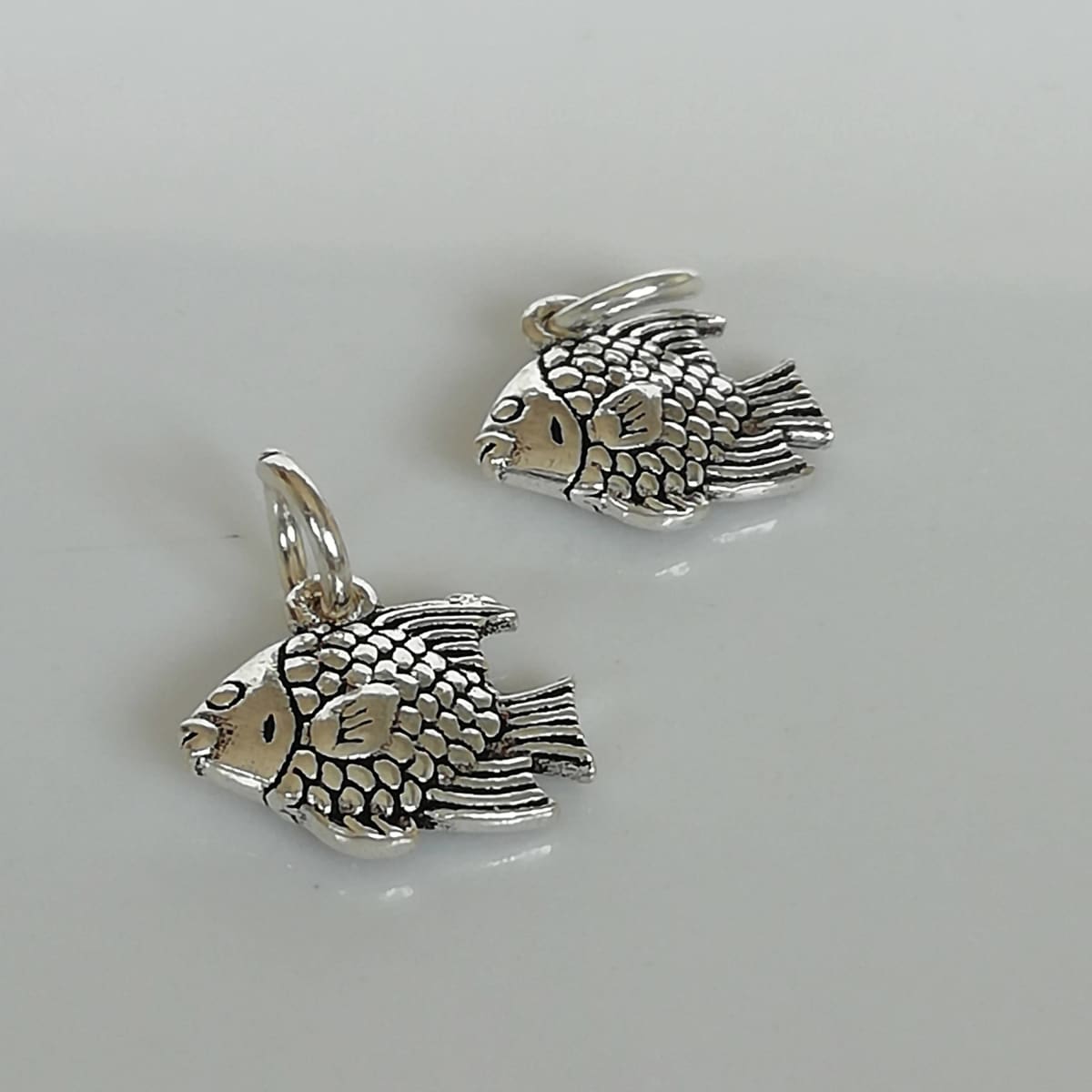 Fishing Creel ~ fish & basket Sterling Silver Charms :: Timeless Charms 