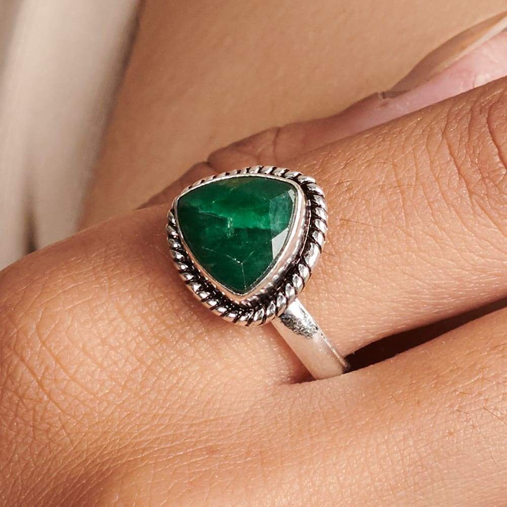 Kiss Me Emerald Stone Pear Cut Sterling Silver Ring – Tulip Lane Boutique