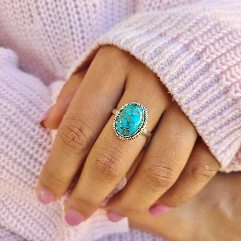 Turquoise Statement Ring - Size 10 - The Jewelry Shop