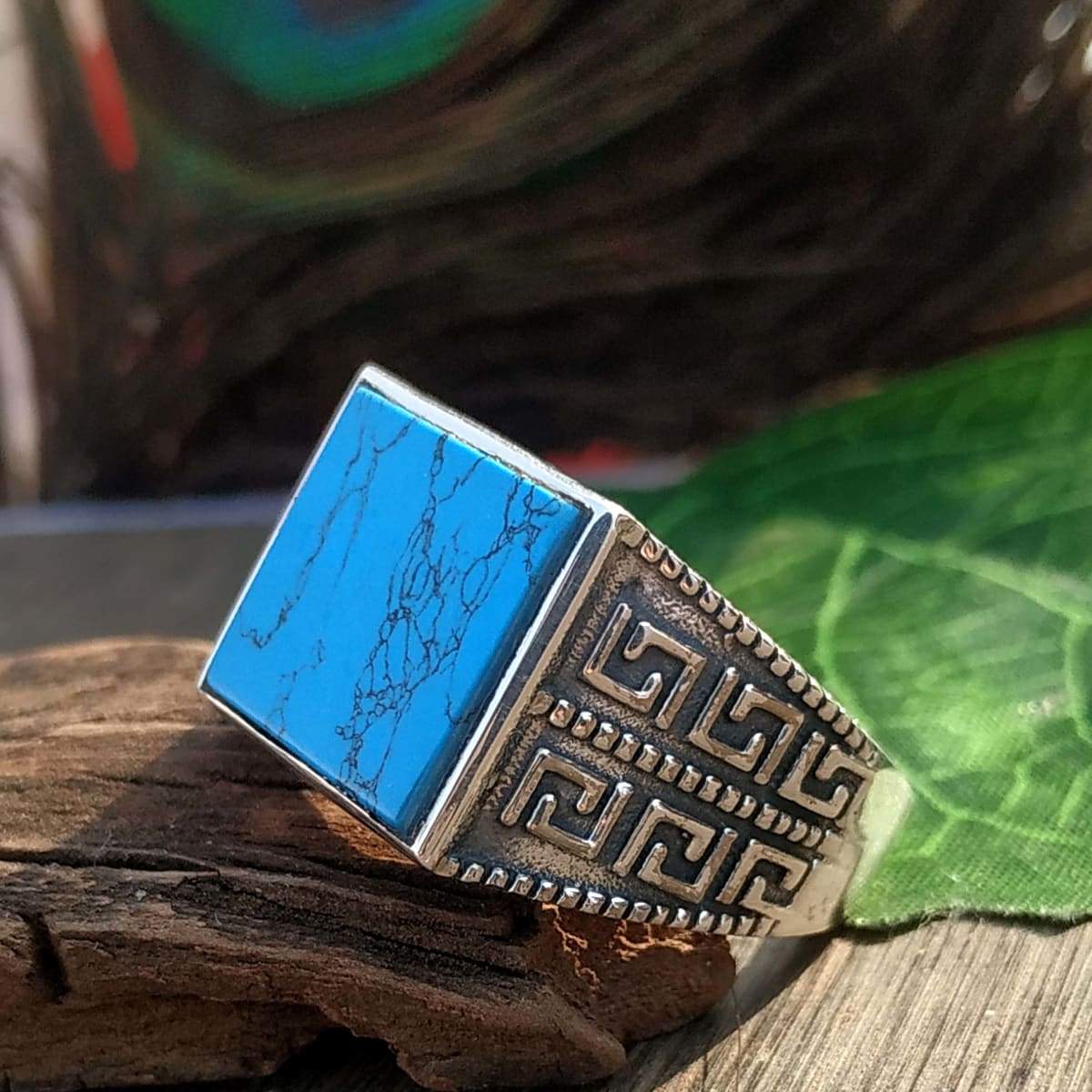 Buy Turquoise Square Silver Ring, Silver Handmade Jewelry, 925 Sterling  Silver, for Men, Turquoise, Feroza Online in India - Etsy