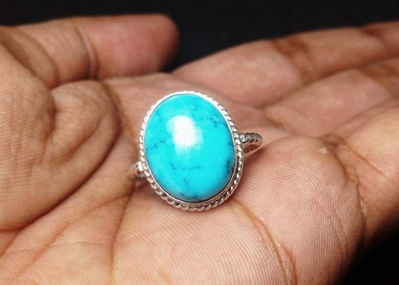 Turquoise Ring Sterling Silver Ring Handmade Ring Women Ring Bohemian Ring  Oval — Discovered