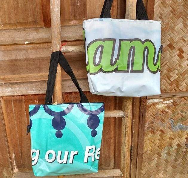 Vinyl Recycled Tote Bag Medium, Handmade by Warm Heart Worldwide | Discovered