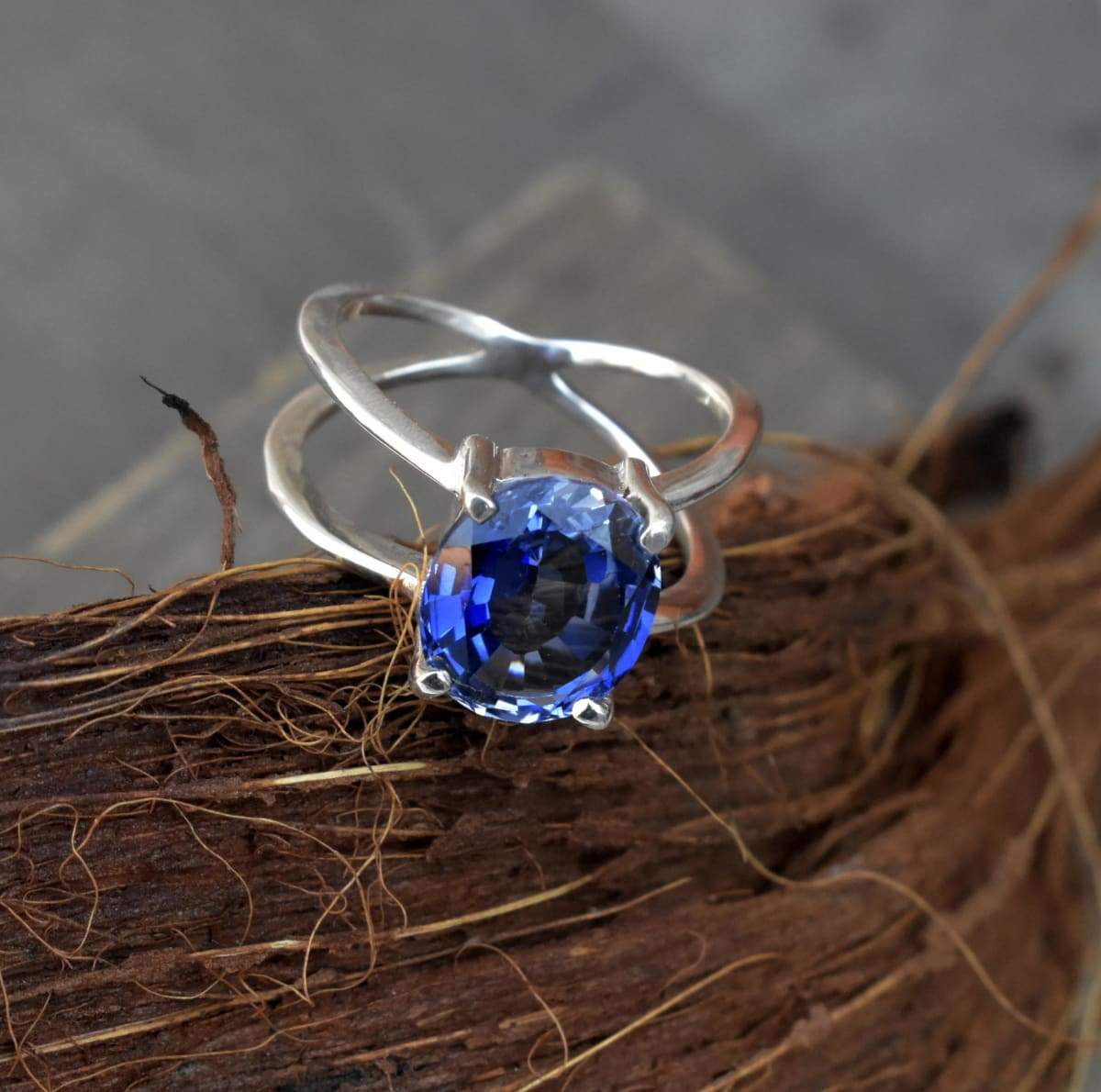 Violet Tanzanite Faceted 925 Sterling Silver Ring, Handcrafted Jewelry,  Wedding Anniversary Gift