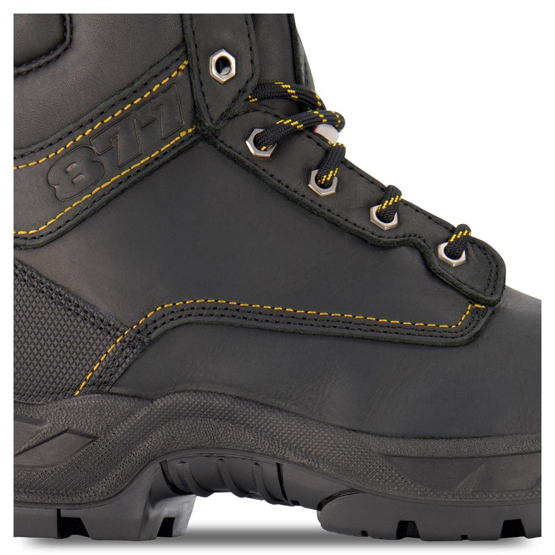 black leather steel toe work boots