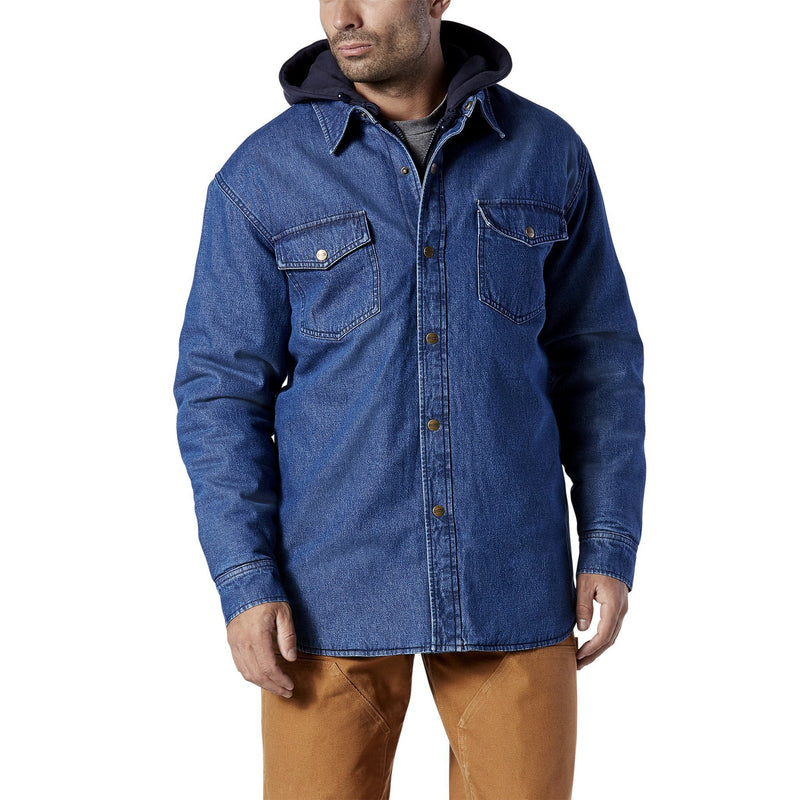 Men's Hooded Denim Jean Work Shirt 