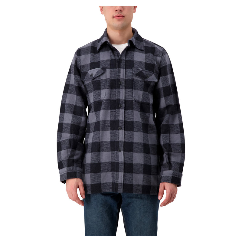 Men's Long Sleeve Work Shirt Jacket Cotton Blend Flannel Plaid Check ...
