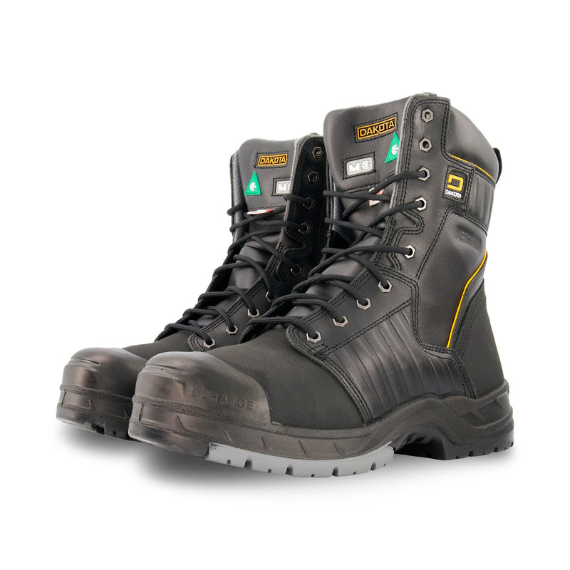 8 inch black steel toe boots