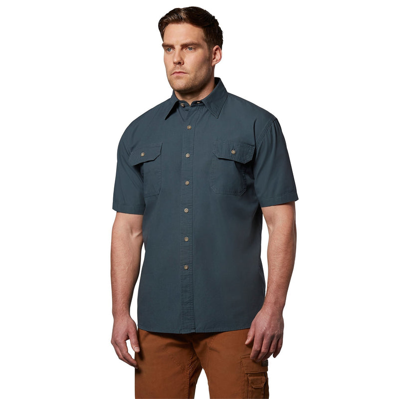 Men's Short Sleeve Button Up Cotton Canvas Work Shirt With Pockets | Mark's