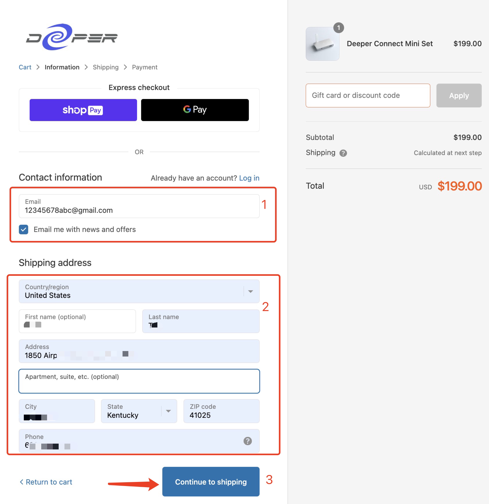 Click "Checkout" to enter the payment page - Deeper Network Connect