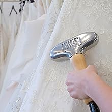 steaming handle on wedding dress