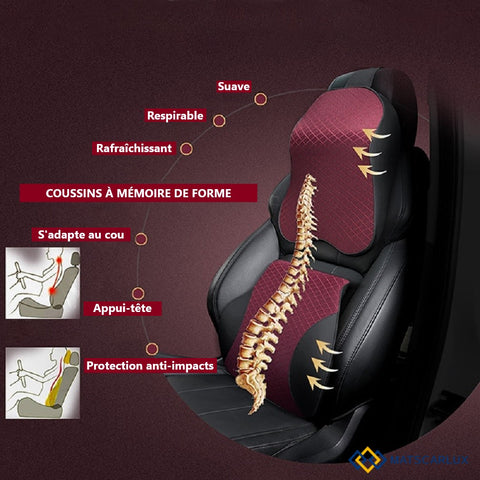 2x Coussin Cou Appui-tête Auto Cervical Nuque Support Faux Cuir