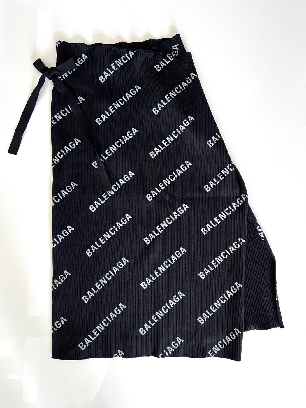 Balenciaga Logo Elastic Pleated Skirt In Black  ModeSens
