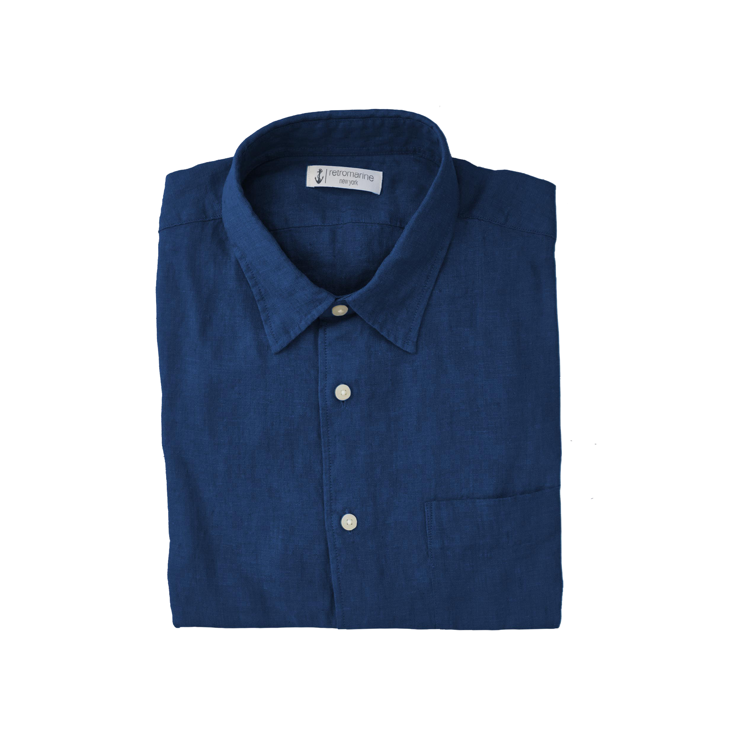 100% Linen Long Sleeve Shirt - Navy