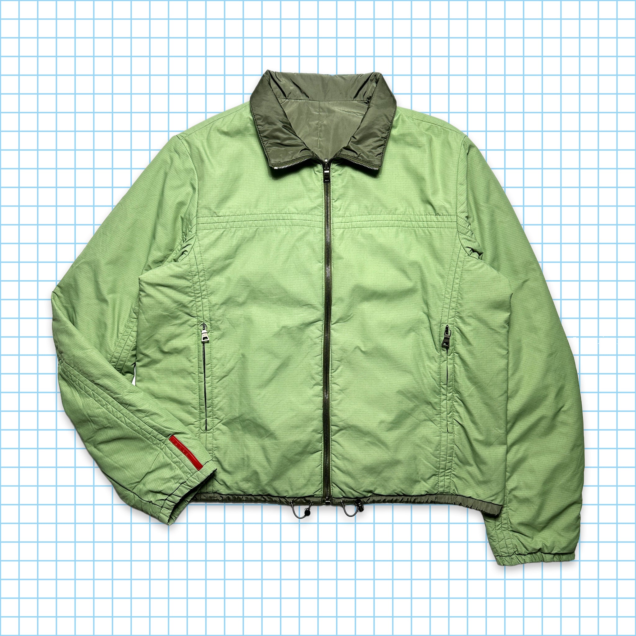 Prada Sport 2in1 Reversible Pistachio/Olive Nylon Jacket - Medium