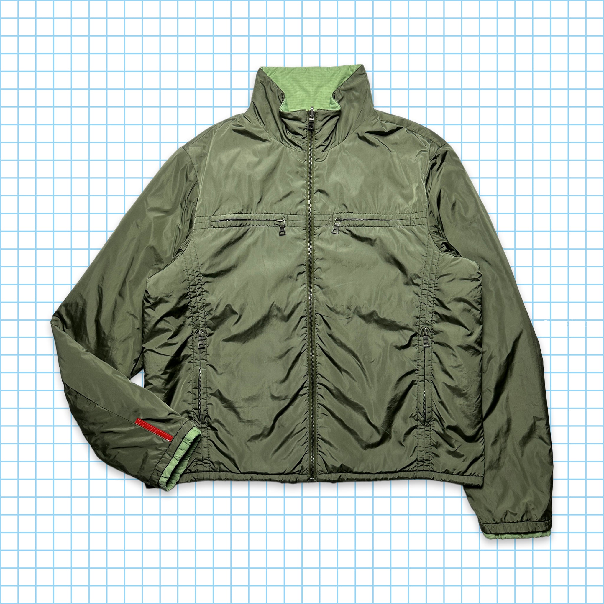 Prada Sport 2in1 Reversible Pistachio/Olive Nylon Jacket - Medium