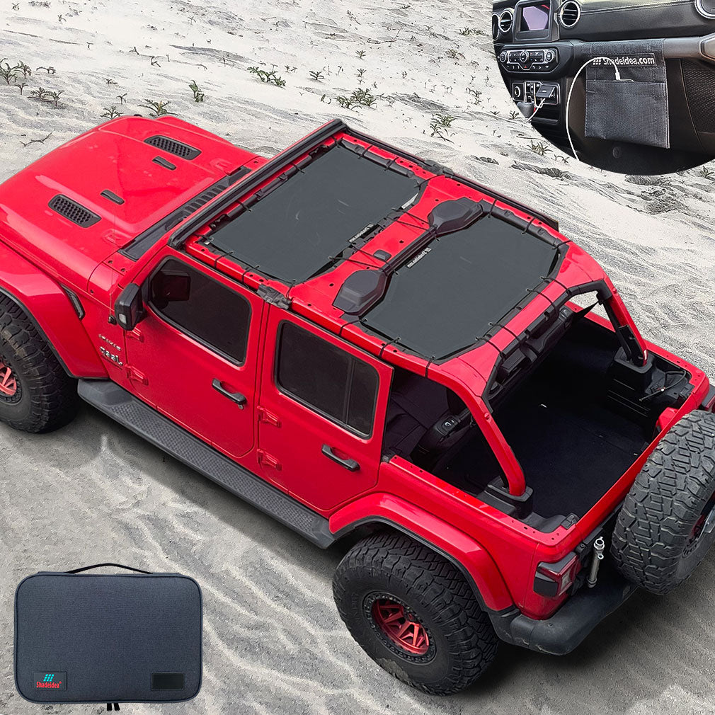 Jeep Wrangler Sun Shade JL Unlimited 4 Door Front and Rear 2 piece Mes –  Shadeidea