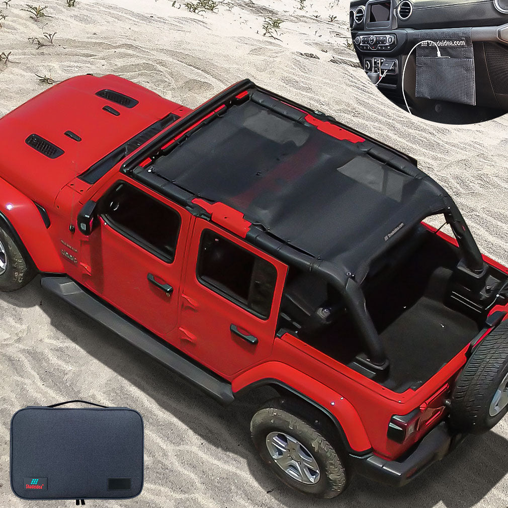 Jeep Wrangler Sun Shade JL Unlimited 4 Door Front and Rear Mesh Screen –  Shadeidea