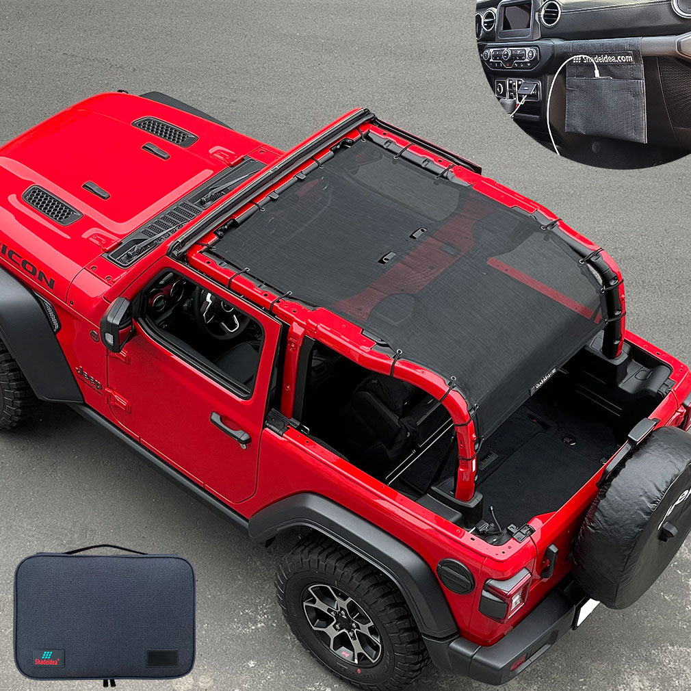 Jeep Wrangler Sunshade JL 2 Door Sun Shade Front and Rear Trunk Mesh S –  Shadeidea