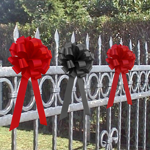 red and black pull bows