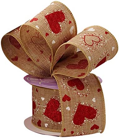 Faux Burlap Valentine Hearts Ribbon - 2 1/2 x 10 Yards — GiftWrap Etc