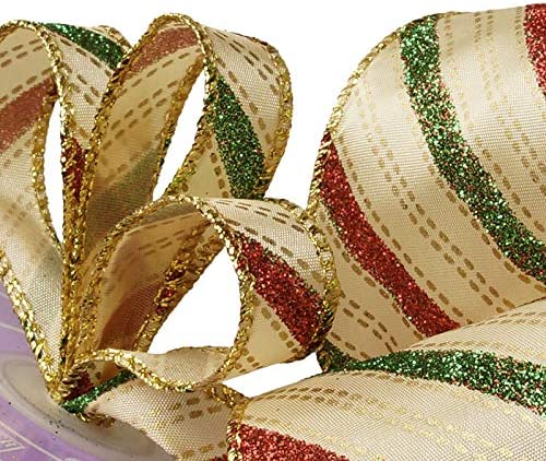 Champagne Christmas Reindeer Ribbon 2-1/2 x 10 Yards – number1inservice