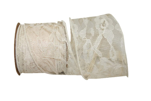 White Lace Wired Wedding Ribbon - 2 1/2 x 10 Yards — GiftWrap Etc