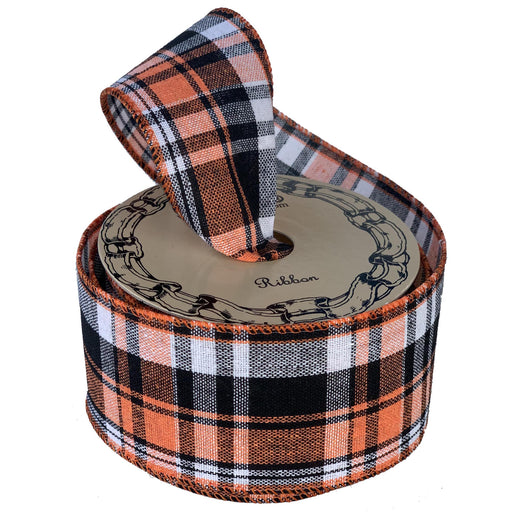 Fall Leaves Buffalo Plaid Ribbon - 2 1/2 x 10 Yards — GiftWrap Etc