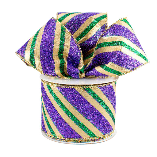 2.5 Mardi Gras Zig Zag Ribbon: PGG (10 Yards)