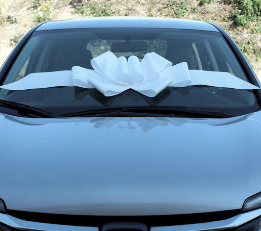 Big Metallic Silver Car Bow - 25 Wide, Fully Assembled, Large