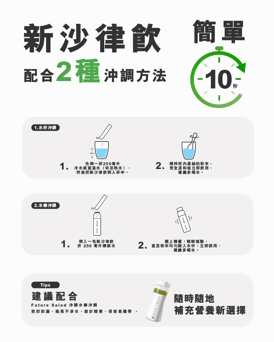 Future Salad 新沙律 配合2種沖調方法 10秒完成即可飲用  | 全清 Allklear