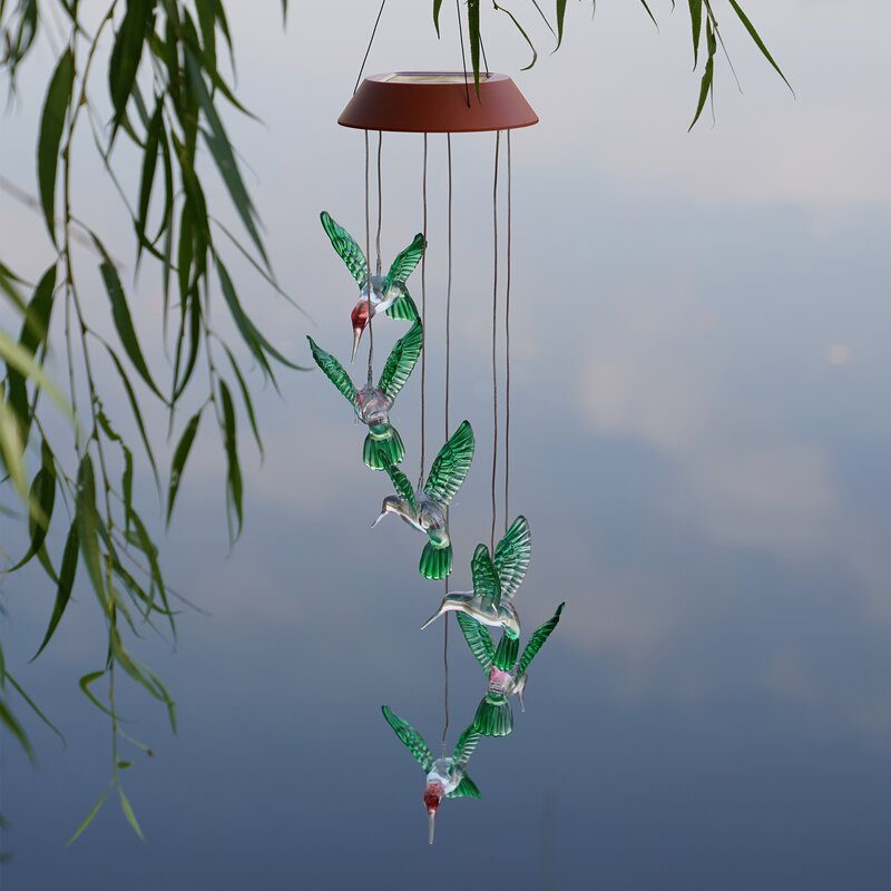 Solar-Powered Dangling Hummingbird Lights