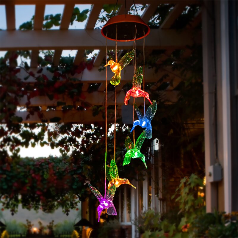 Solar-Powered Dangling Hummingbird Lights