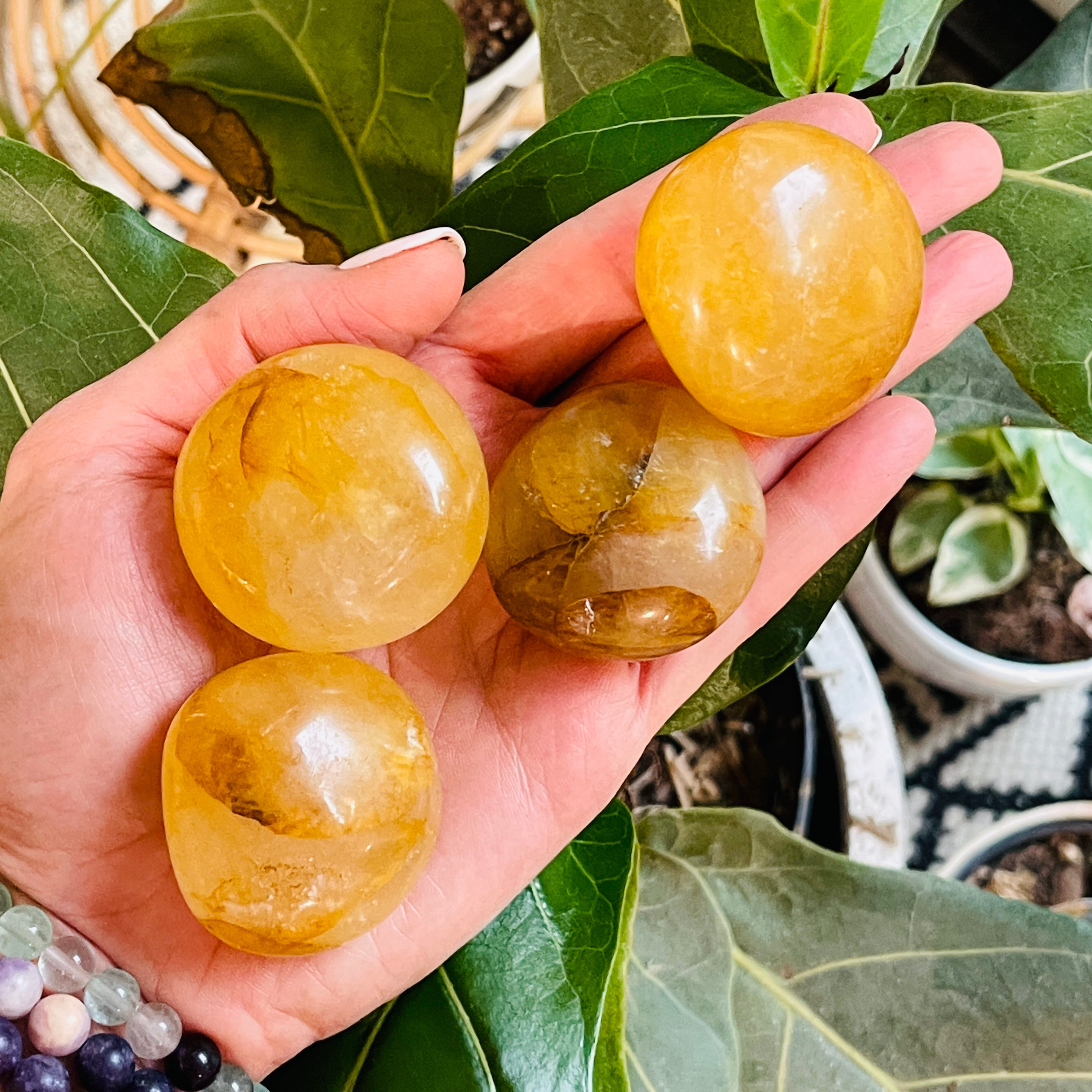 Golden Healer Quartz Palm Stone