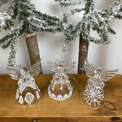 Set of Three Glass Angel Hanging Decorations