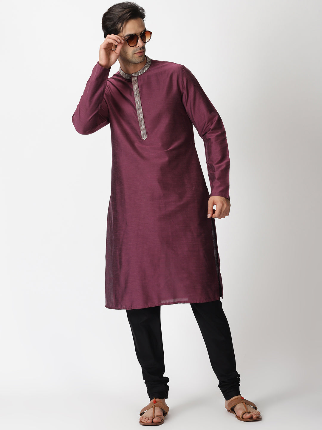 Black Cotton Satin Elasticated Chudidar - Saffron Threads