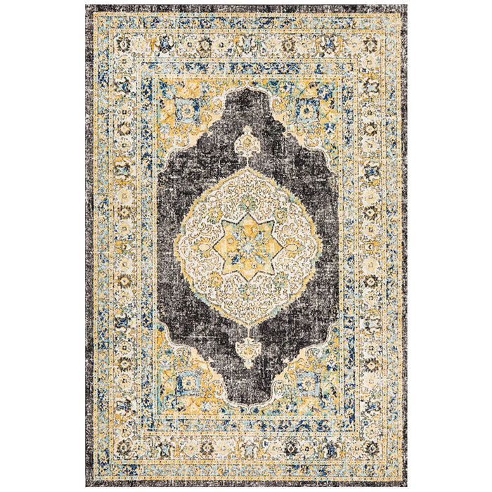 Cesme Charcoal Faded Medallion Contemporary Rug, Rugs, Ozark Home 