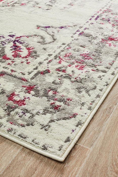 Meydan White Pink & Grey Faded Transitional Medallion Contemporary Rug, Rugs, Ozark Home 