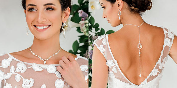 Cassia pearl leaf necklace for floral wedding dresses