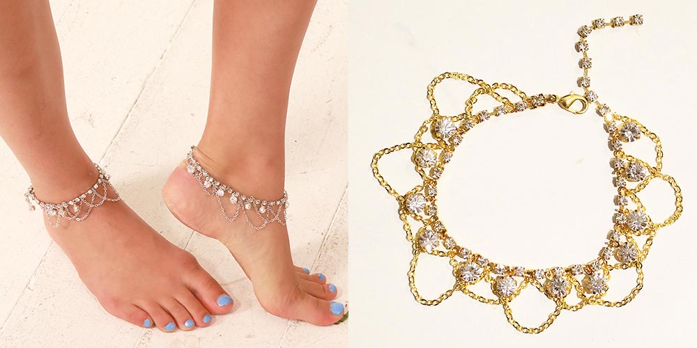 Harper silver anklets side by side custom-made in gold