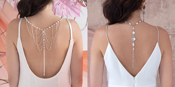 Ora pearl back necklace Sza crystal back necklace for low back dresses