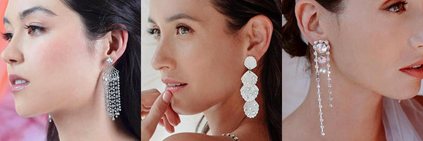 Crystal chandelier bridal earrings for off shoulder and strapless dresses