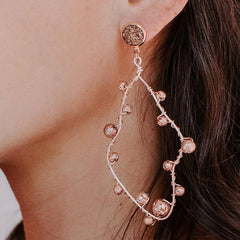 Marcie Rose Gold Lava Rock Earrings right ear closeup