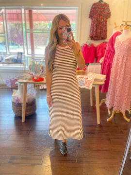 Camel Striped Midi