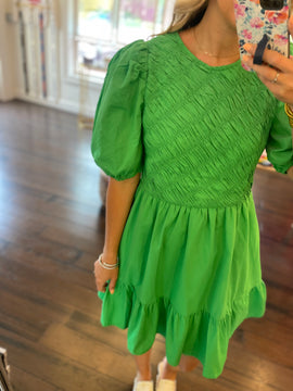 Green Smocked Dress