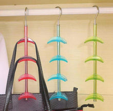 Load image into Gallery viewer, Products louise maelys rotating handbag hanger rack closet organizer for bag ties belt scarf 4 hooks clear