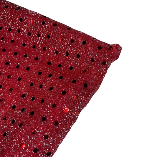 Faux Sequin Shiny Confetti Dot Knit - 42” - Red/Silver