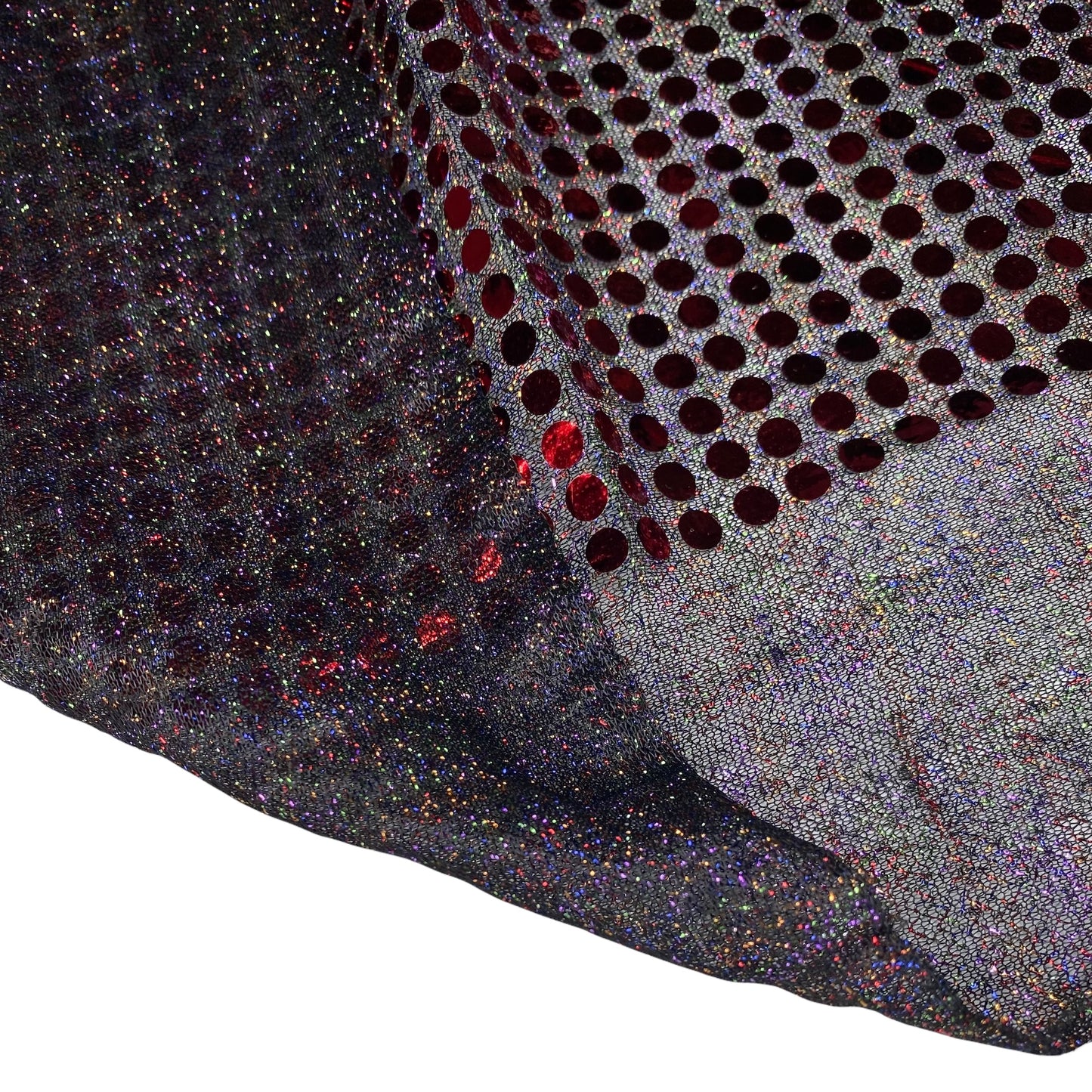 Faux Sequin Large Shiny Confetti Dot Knit - 46” - Red/Black