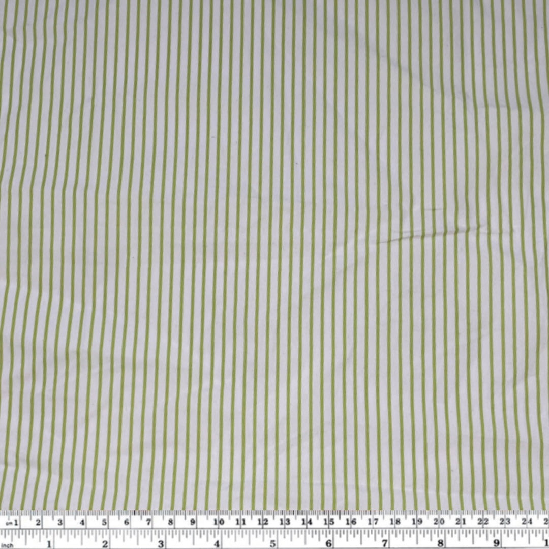 Striped Cotton - 44” - White/Green